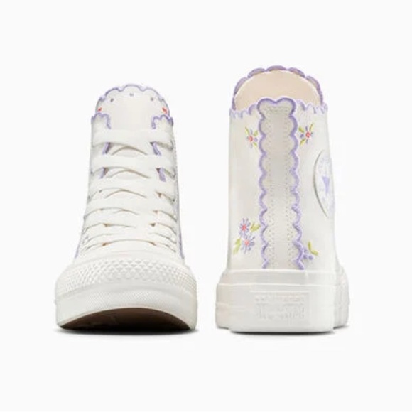 New in Box: Converse Women's 8.5 High-Top Sneakers in White and Lavender - Picture 2 of 3